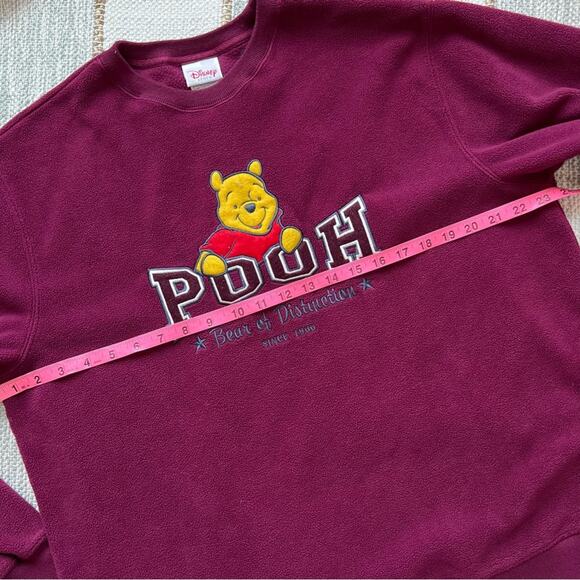Disney Pooh Burgundy Fleece Crewneck Pullover Sweatshirt Unisex Size Medium - Picture 6 of 9